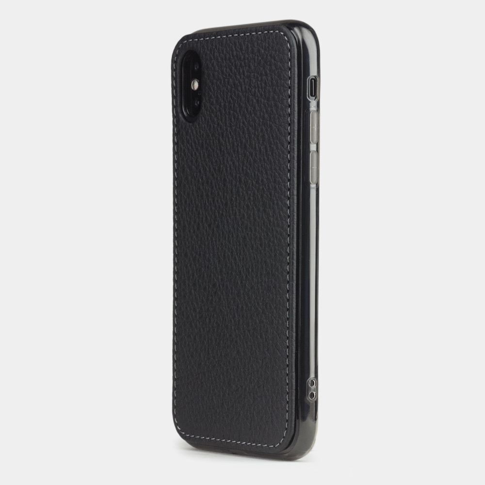 Чехол-накладка для iPhone X/XS из натуральной кожи теленка, цвета черный мат