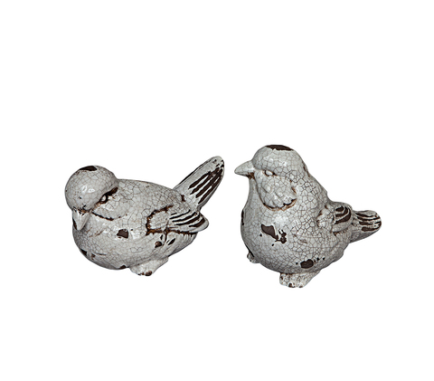 Элитная статуэтка Птичка Craquelure кремовая левая от Sporvil