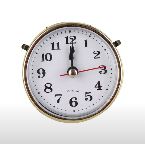 Часы кварцевые с циферблатом, вставка с арабскими цифрами, с белой лицевой золотой отделкой,65мм