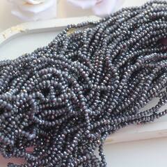 Хрусталь гранёный (стекло) рондель, тёмно-серый 4*3 мм, 1 нить, С228