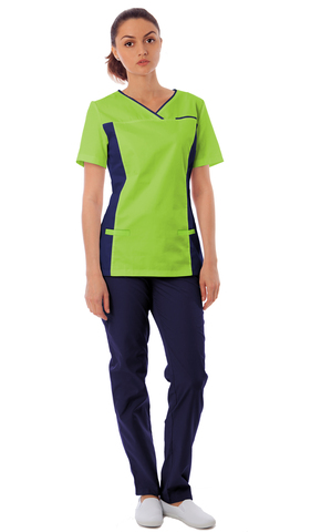 Блуза женская м68 toray твил лайм508/темно-синий