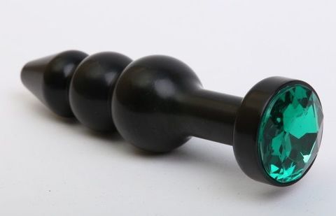 Чёрная анальная ёлочка с зеленым кристаллом - 11,2 см. - 4sexdreaM 47432-6
