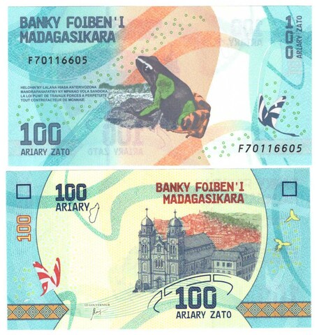 Банкнота 100 ариари. Мадагаскар. 2017 год. UNC