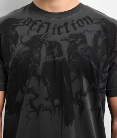 Affliction | Футболка мужская CROWS Tee VBPD A27227 принт спереди
