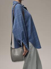 Сумка кожаная на плечо сильвер