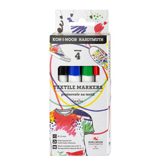 Набор маркеров для ткани KOH-I-NOOR 3205, круглых 2,5мм, 4цв: красн/син/зел/черн, картон.упак.