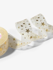 Лента капроновая с тиснением «Звезды» (2,5 см*23±1 м), Бежевый