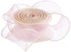 Лента органза с золотой нитью (4см*9,14м), Розовая сирень, 1 шт.