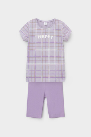 пижама  для девочки  К 1643/лаванда,шотландская клетка