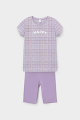 пижама  для девочки  К 1643/лаванда,шотландская клетка