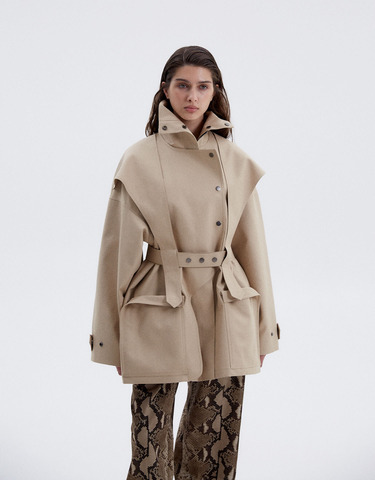 Тренч на молнии из хлопка Берберри бежевый