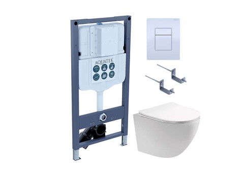 Aquatek SET Aquatek ЕВРОПА-INSP02 4в1 SET Aquatek ЕВРОПА-INSP02 4в1 (рама INSP-0000002+крепёжKKI-0000002+панел смыва PNN-0000001+унитаз ЕВРОПА AQ1900T-00 с тонким сиденьем soft-close)