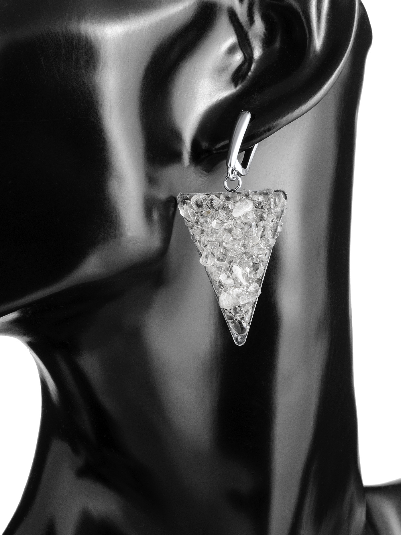 Геометрические серьги с горным хрусталем