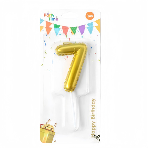 Свеча для торта «Воздушный шар» (золото) цифра 7