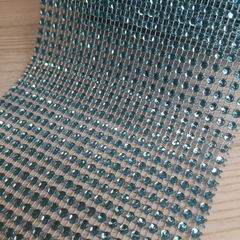 Стразовое полотно. Ширина 12 см. (24 стразы). Бирюзовые