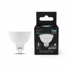 Лампа Gauss LED MR16 9W 830lm 4100K  GU5.3 101505209