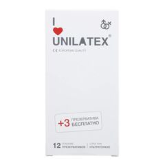 Ультратонкие презервативы Unilatex Ultra Thin - 12 шт. + 3 шт. в подарок - 