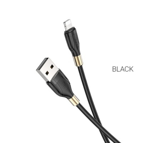 USB HOCO U92 Gold collar, USB - Lightning, 2.4А, 1.2 м, черный