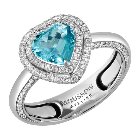 Кольцо Сердце с Турмалином Параиба и Бриллиантами, R0070-710/1