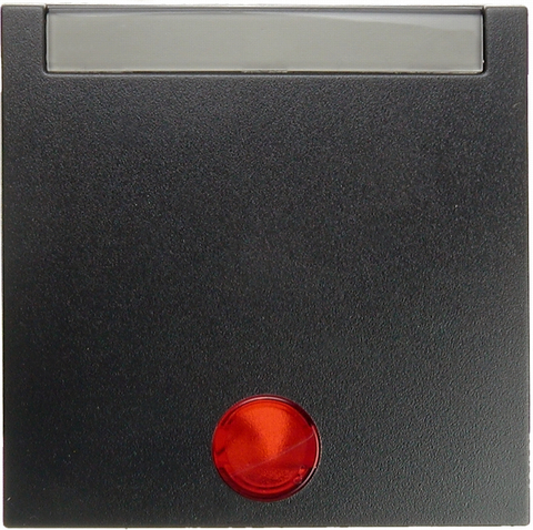 Выключатель одноклавишный, кнопочный (замыкатель с 2 раздельными сигнальными контактами) в комплекте с 5 линзами и полем для надписи 10 А 250 В~. Цвет Антрацит. Berker (Беркер). S.1 / B.3 / B.7. 16281606+503101+1687