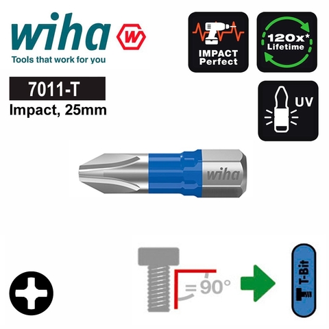 Бита PH1 х25мм Impact(ударная) T-Bit(lMetall) Wiha 7011T 41598