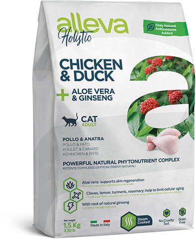 Alleva Holistic Cat Chicken & Duck + Aloe vera & Ginseng, сухой (1,5 кг)