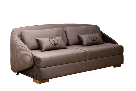 Диван трехместный Garda Decor Palazzo серо-коричневый велюр механизм пума