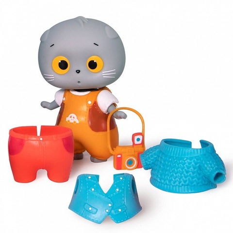 Мини кот Басик игрушка + 5 предметов одежды 
