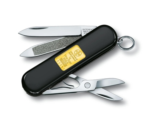 Коллекционный нож-брелок Victorinox Classic with Gold Ingot 1 Gr (с золотым слитком 1 г.) 0.6203.87 | Wenger-Victorinox.Ru