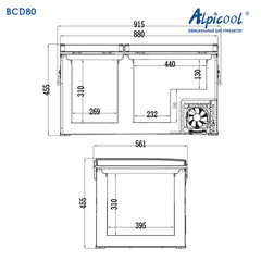 Компрессорный автохолодильник Alpicool BCD80 (Двухкамерный, 12V/24V/220V, 80л)