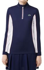 Женская теннисная куртка Lacoste Slim Fit Quarter-Zip Sweatshirt - navy blue/white
