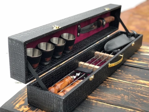 Кизлярский набор шампуров в коробке кожзам "Стандарт-S" №17