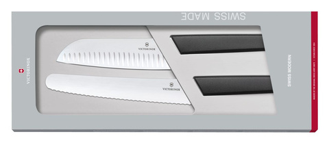 Набор ножей кухонных Victorinox Swiss Modern (6.9093.22G) компл.:2шт черный подар.коробка