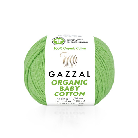 Пряжа Gazzal Organic Baby Cotton 421 салат (уп.10 мотков)
