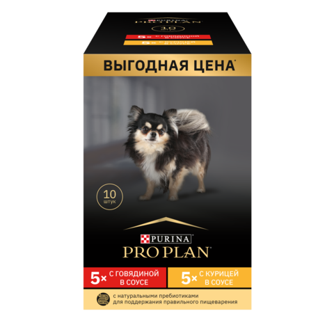 Pro Plan пауч для взрослых собак (говядина,курица) 10х85 г