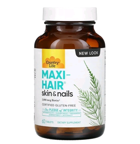 Country life, Maxi-Hair, для кожи и ногтей, 60 таблеток