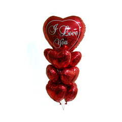 Большой букет воздушных шаров "I Love You" с красным сердцем