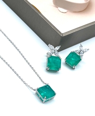 43189- Серьги из серебра с квадратным кварцем цвета параиба