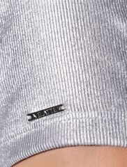 Футболка облегающая из хлопка в рубчик с вырезом лодочка с матовым покрытием металлик  D49.093 (129226)