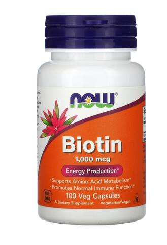 NOW Foods биотин, 1000 мкг, 100 растительных капсул