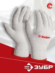 ЗУБР ОПТИМА, S-M, х/б перчатки без покрытия, 10 класс, 10 пар (11446-M10)
