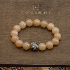 Браслет женский "Дракон". Д 12мм. Медовый нефрит.