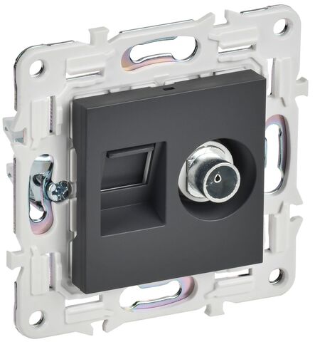 SKANDY Роз. двойная TV+RJ45 кат.6 SK-A15T титан IEK