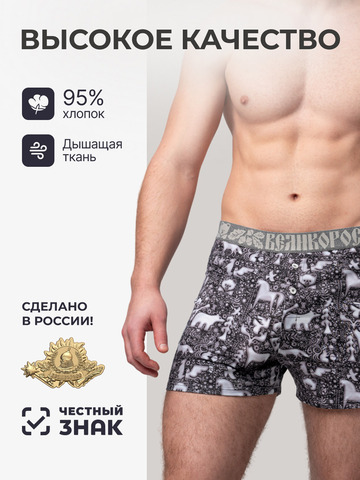 Комплект из 3-х семейных трусов - «Ночная тайга»