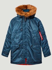 Куртка Аляска Alpha Slim Fit N-3B (голубая - slate blue/orange)