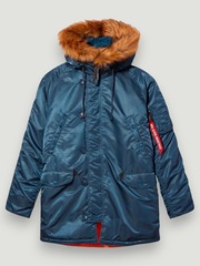 Куртка Аляска Alpha Slim Fit N-3B (голубая - slate blue/orange)