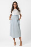 Платье для беременных и кормящих 12739 бело-голубой