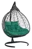 Подвесное кресло-кокон FISHT черное, зеленая подушка (Laura Outdoor)