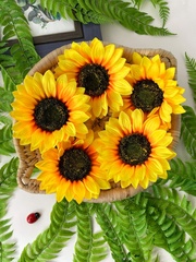 Подсолнух реалистичный, головы искусственные, диаметр 14 см., набор 5 шт.