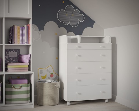 Комод пеленальный Incanto Oskar. Белый (с органайзером)